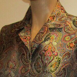 CHICO'S women amazing gold shimmer jacket blouse size 0 excellent